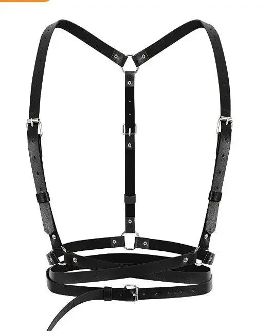 Sabuk Pengaman Kulit PU Buatan Tangan Gotik Rompi Sangkar Kulit Imitasi Mode Sabuk Pinggang Tali Tubuh Pembentuk Dada Cincher Harajuku