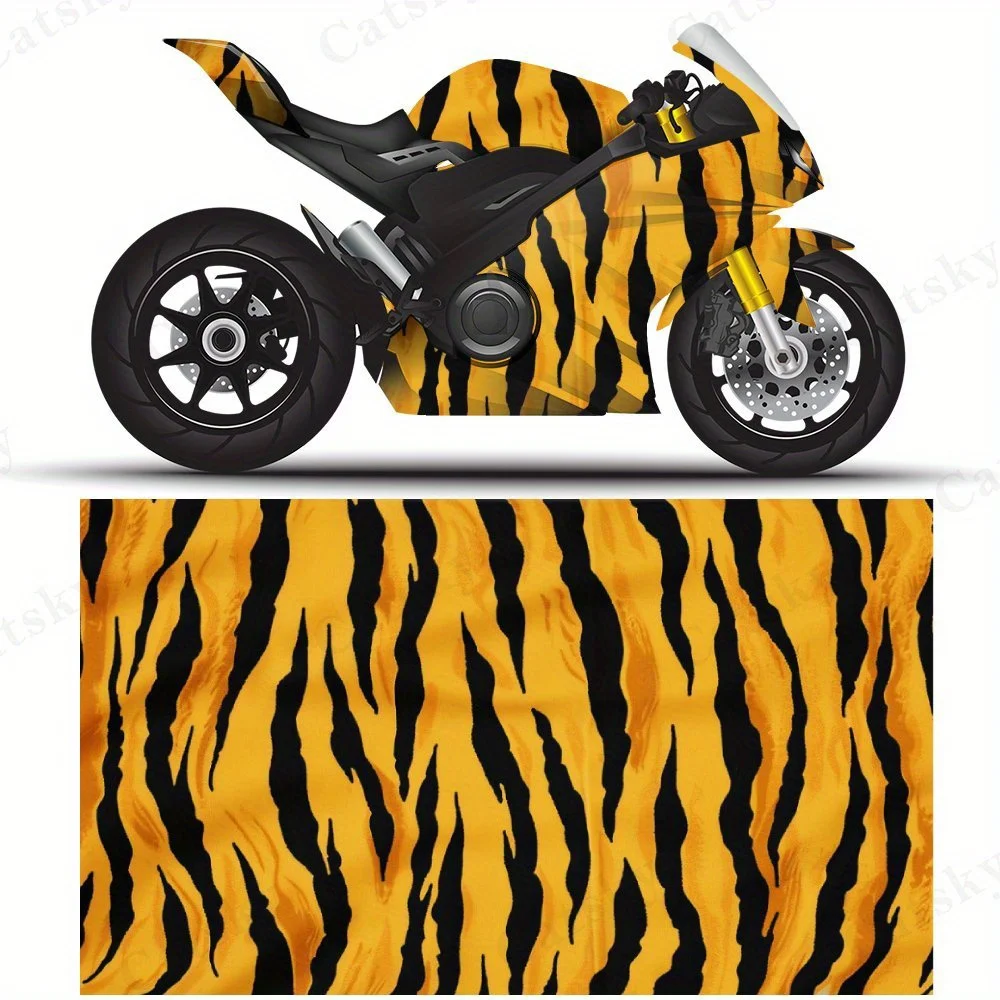 

Classic Tiger Stripe Pattern Bold Orange Black Motorcycle Decals Sticker PCV Self Waterproof Stick , Personalized Exterior Dec