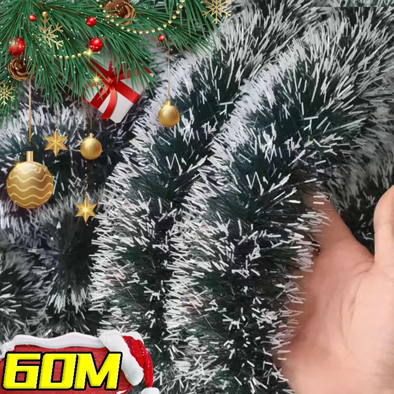 Rubans de canne verte de Noël, rubans de fleurs de guirxiété, ornements d'arbre de Noël, couronne, conflicPendant, décoration de fête de mariage, 60 m, 2m