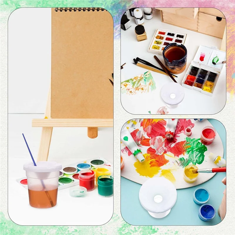 LLCS-12 Packs Paint Cups With Lids For Kids No Spill Learning Color Cups Reusable Paint Containers With Lids For Young Artist