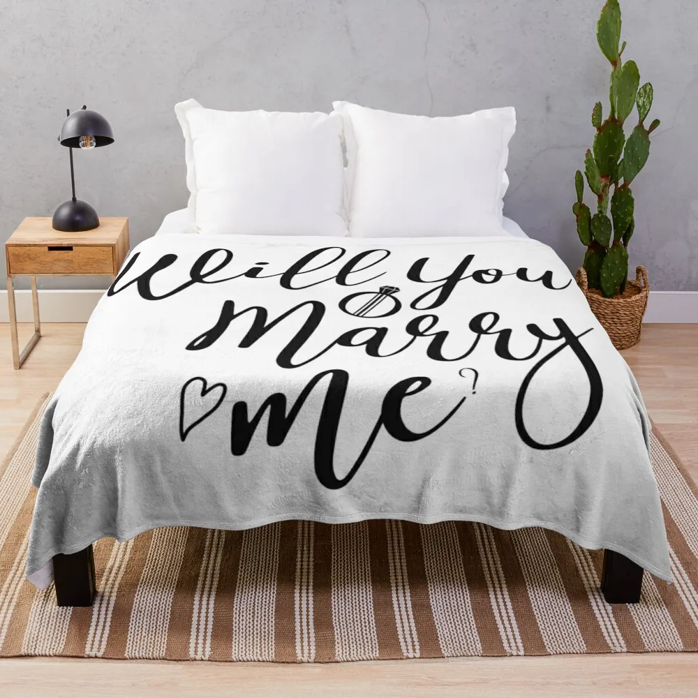 Will You Marry Me? engagement Wedding Throw Blanket Dorm Room Essentials Plaid on the sofa Blankets