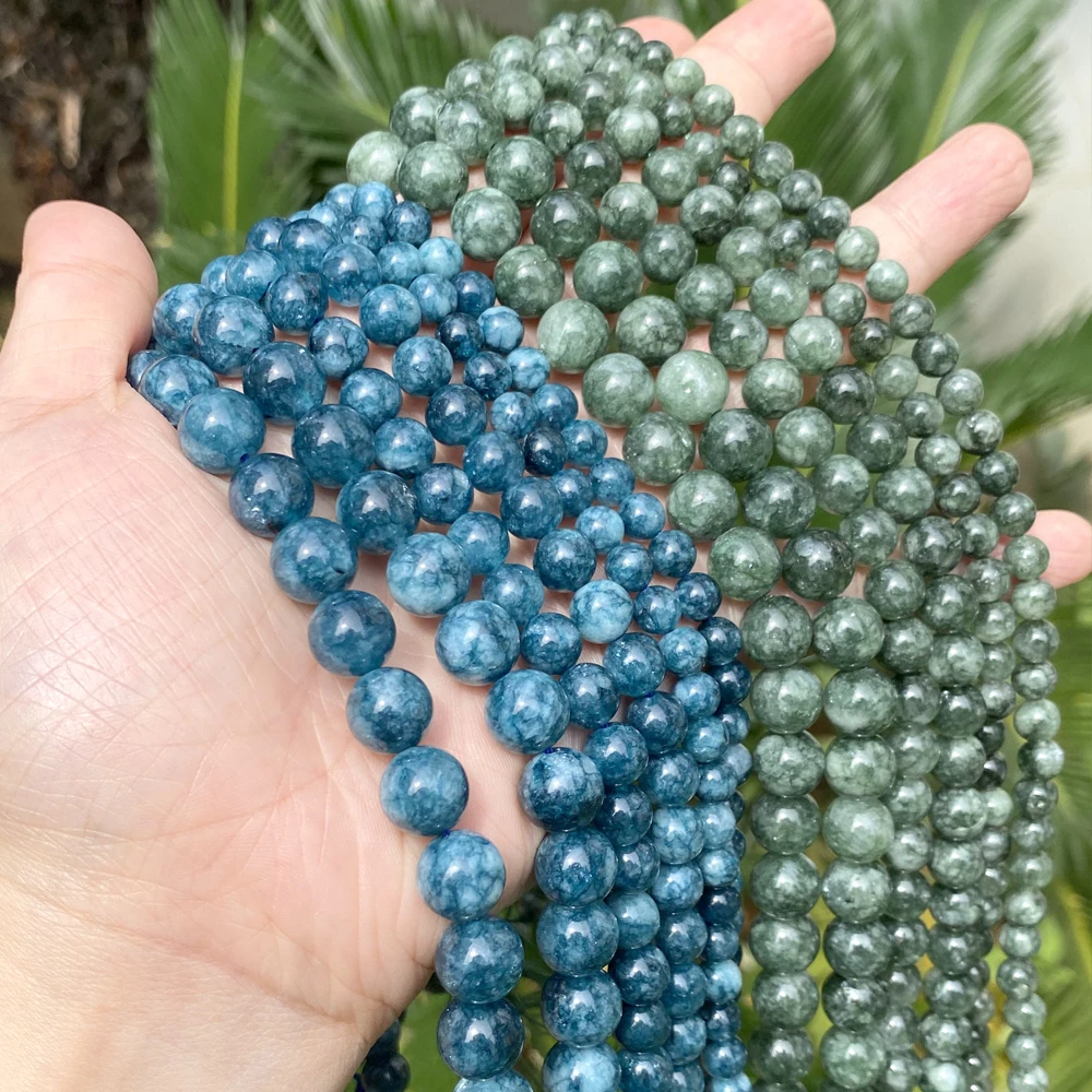 6 8 10mm Natural Stone Beads Blue Green Kyanite Round Spacer Beads For Jewelry Making DIY Handmade Bracelet Necklace 15''