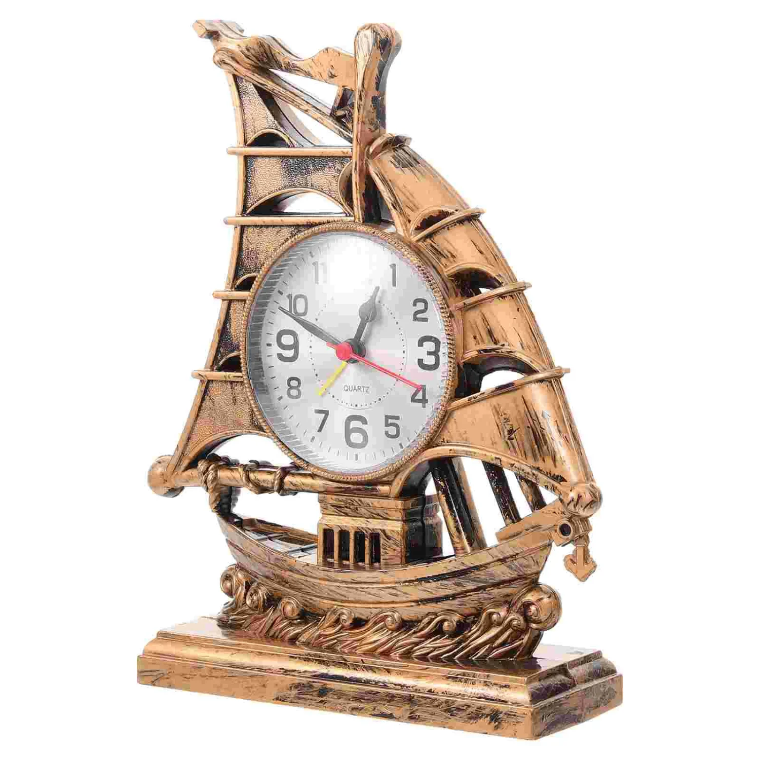 Alarm Clock Display Sailboat Sculpture Plastic Office Decor Quartz Display