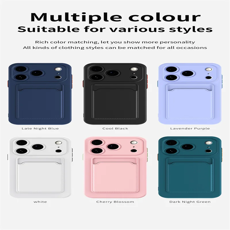 Soft Silicone Slot Wallet Card Holder Back Case For iPhone 18 Pro Max 18 Pro 17 Air 11 12 13 14 15 16 Plus Mini Shockproof Cover