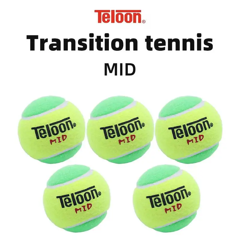 

5Pcs Teloon Tennis Balls Kids Green Tennis Ball Mid Transition Decompression 25% Training Tennis Balls for Beginner Children