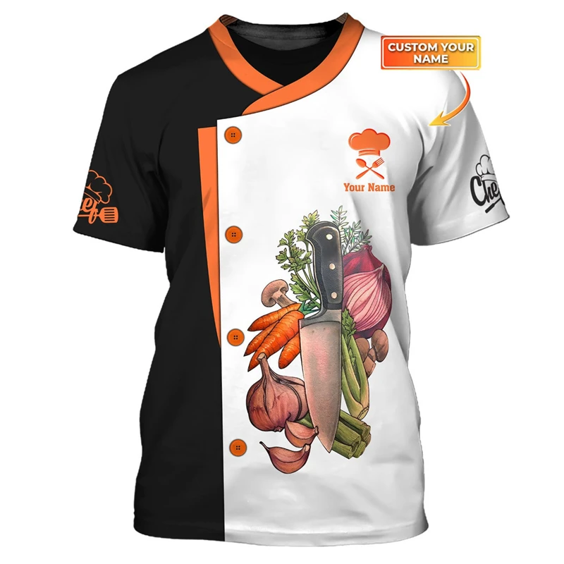 Chef Work T-shirt Customized Name Personality Pattern O-neck T Shirts 3D Print Cool Fashion Trendy Cook Tee Top 2025 New Design - view 4