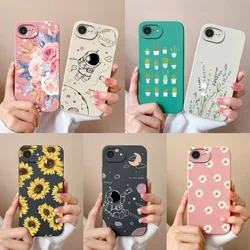 Floral Case For iPhone 16E/SE 2025 Candy Painted Back Cover For iPhone SE 4 Soft Smooth Liquid Silicone Full Protection Bumper