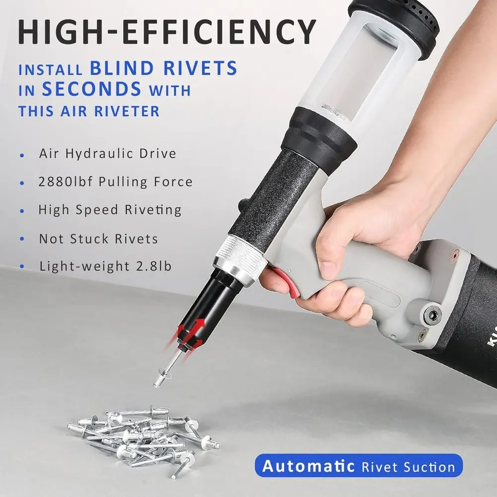 Pistol Rivet S30 Self-Suction Air Rivet Gun 3/16 5/32 1/8 3/32 Hydraulic Riveter dengan 1 Set Rahang Cadangan