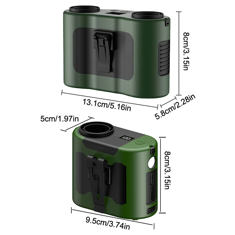 Ventilador de cintura portátil, ventilador recargable para acampar al aire libre de larga duración y alta potencia con batería de 10000/20000mAh