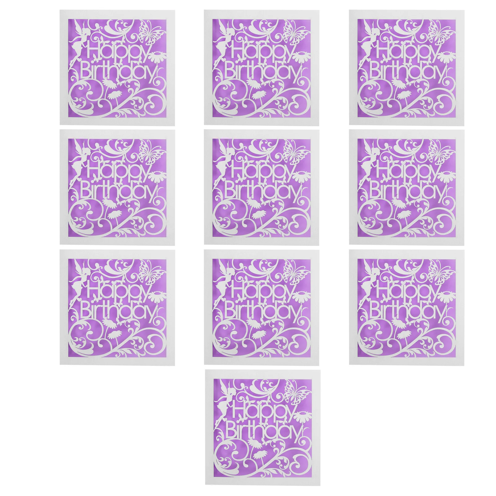 

10Pcs Birthday Cutout Greeting Cards Elegant European Design Butterfly Pattern Writable Celebration Card for Women