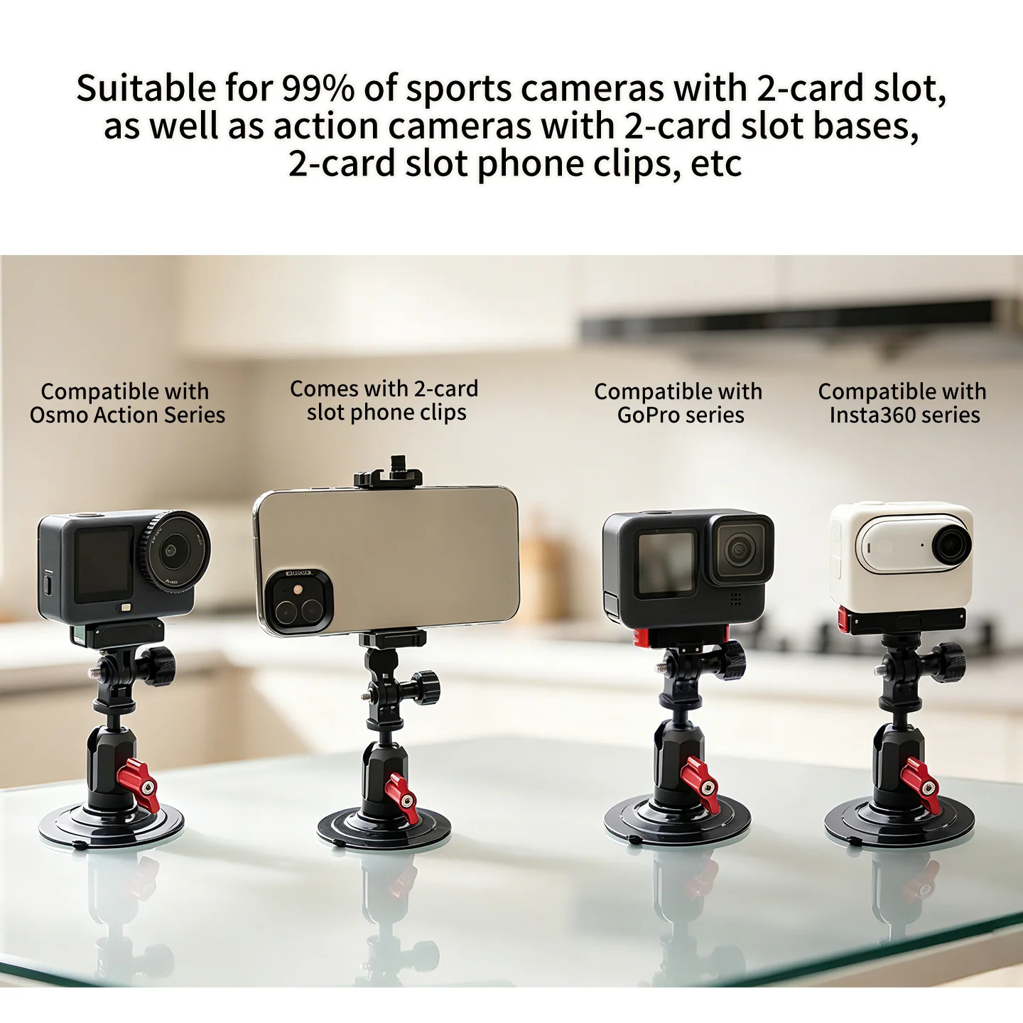 Saugnapf-Autohalterung für Insta360 X4 X3 X2 Windschutzscheiben-Schnellverschlusshalter für Pocket 3 4 GoPro 13 12 11 10 9 8 Action 4 3 – Detail 4