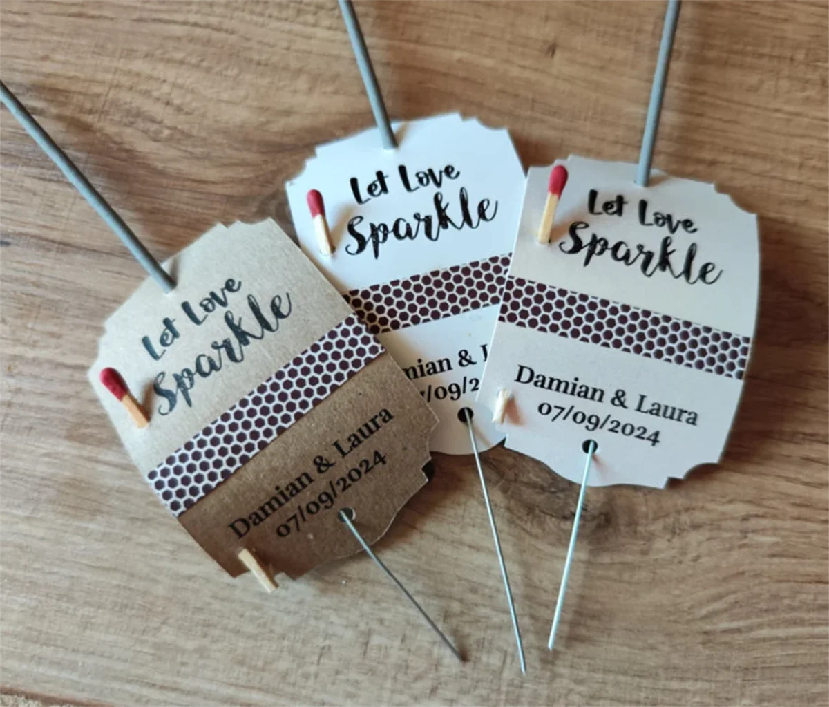 50pcs Sparkler Tags - Let love sparkle - Paper Striker Sticker - Wedding Favor Tags -