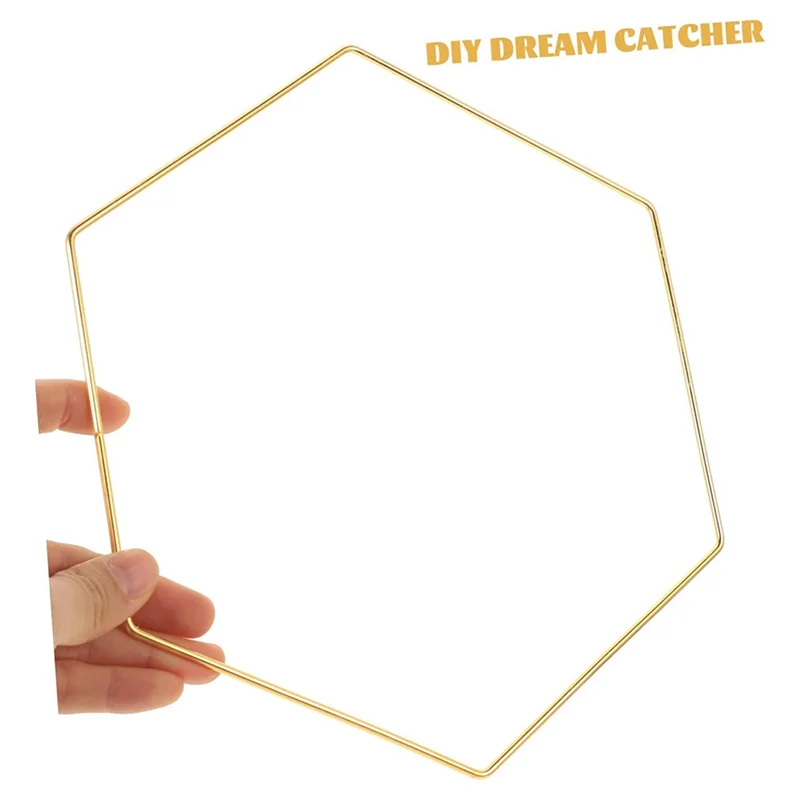 ABKO-Dream Catcher Frame Grinalda de Casamento 10 Pcs Decoração Dourada Peça Central Suprimentos Hexagonal