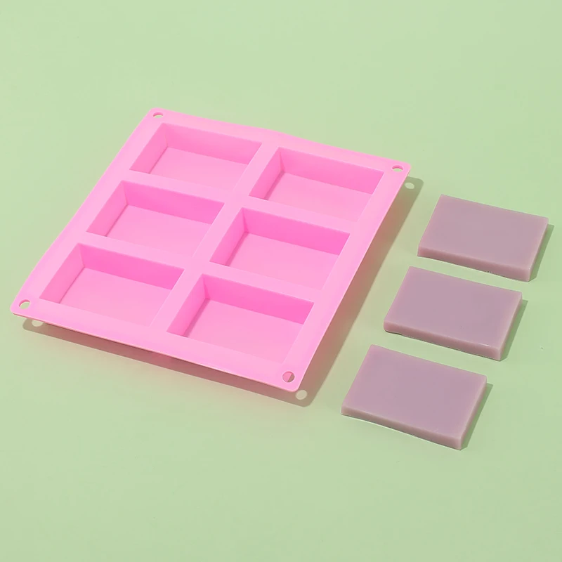 6 Cavity Large Rectangle Silicone Mold Cereal Energy Bar Chocolate Cheesecake Soap Butter Truffles Cornbread molds