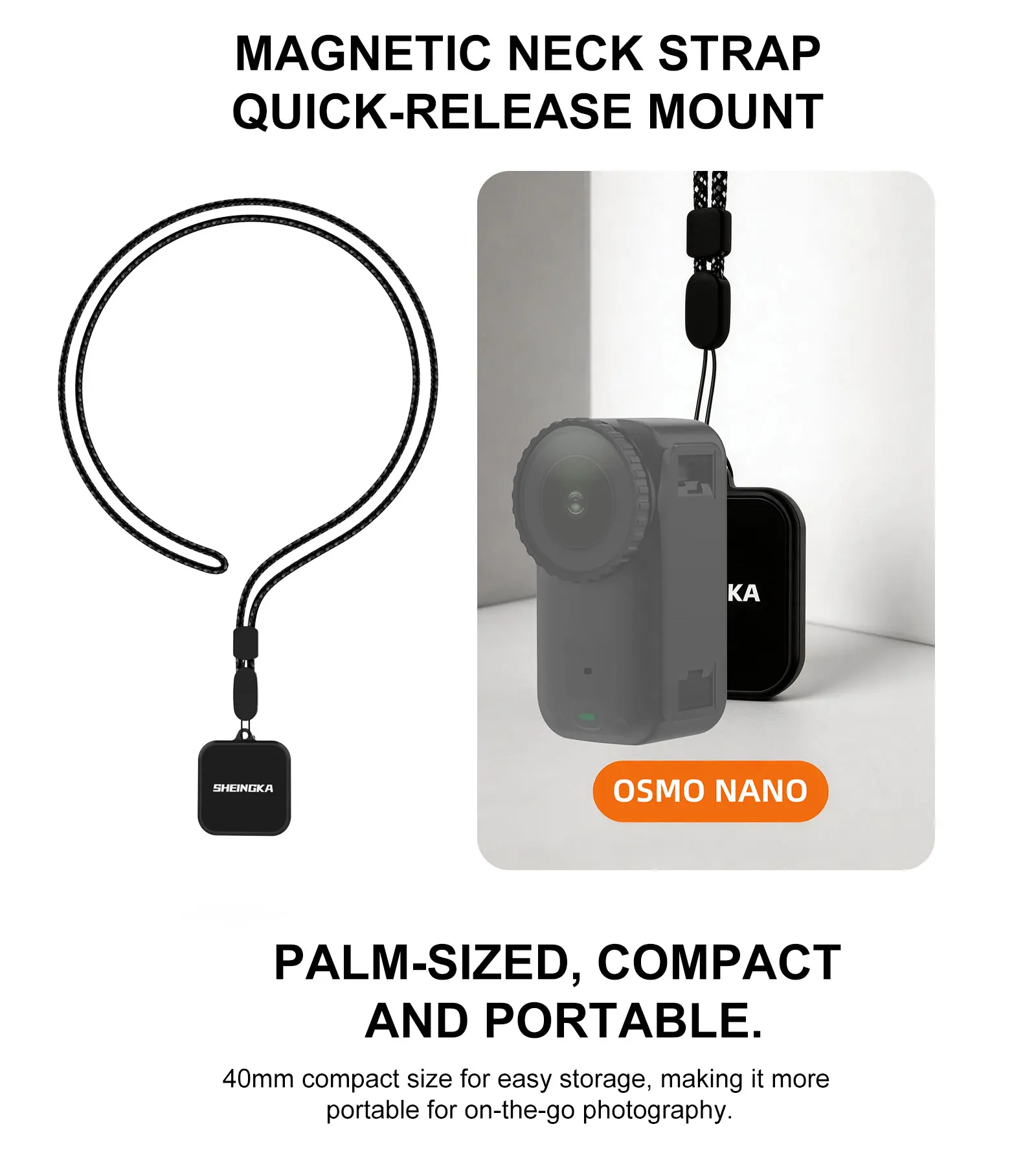For DJI OSMO Nano Magnetic Camera Mount Neck Lanyard for Insta360 GO 3S/GO 3/MIC Adjustable Neck Strap Mount Camera Accessories