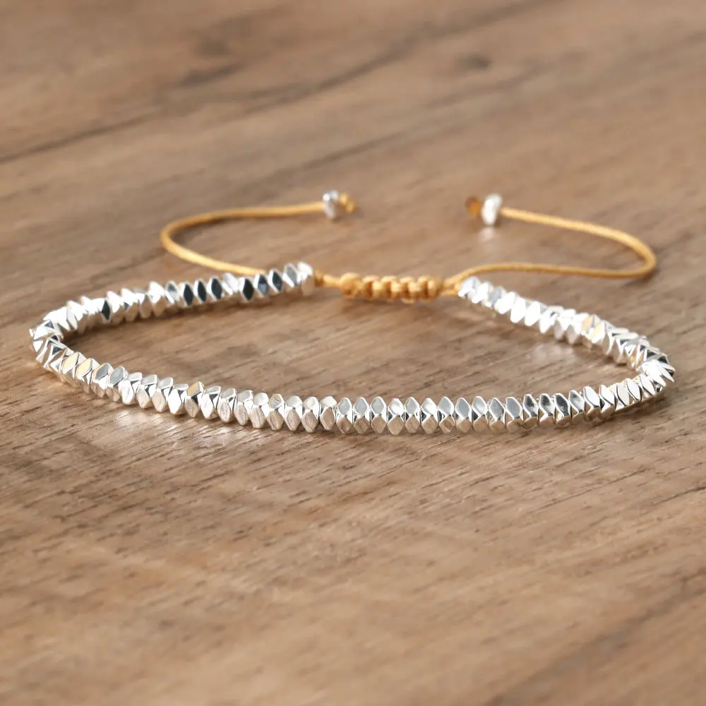 2X3 Goud/Zilver/Rose Goud Kleur Gefacetteerde Kralen Vlecht Verstelbare Armband Voor Dames Heren Twinkelende Delicate Sierlijke Armband Sieraden