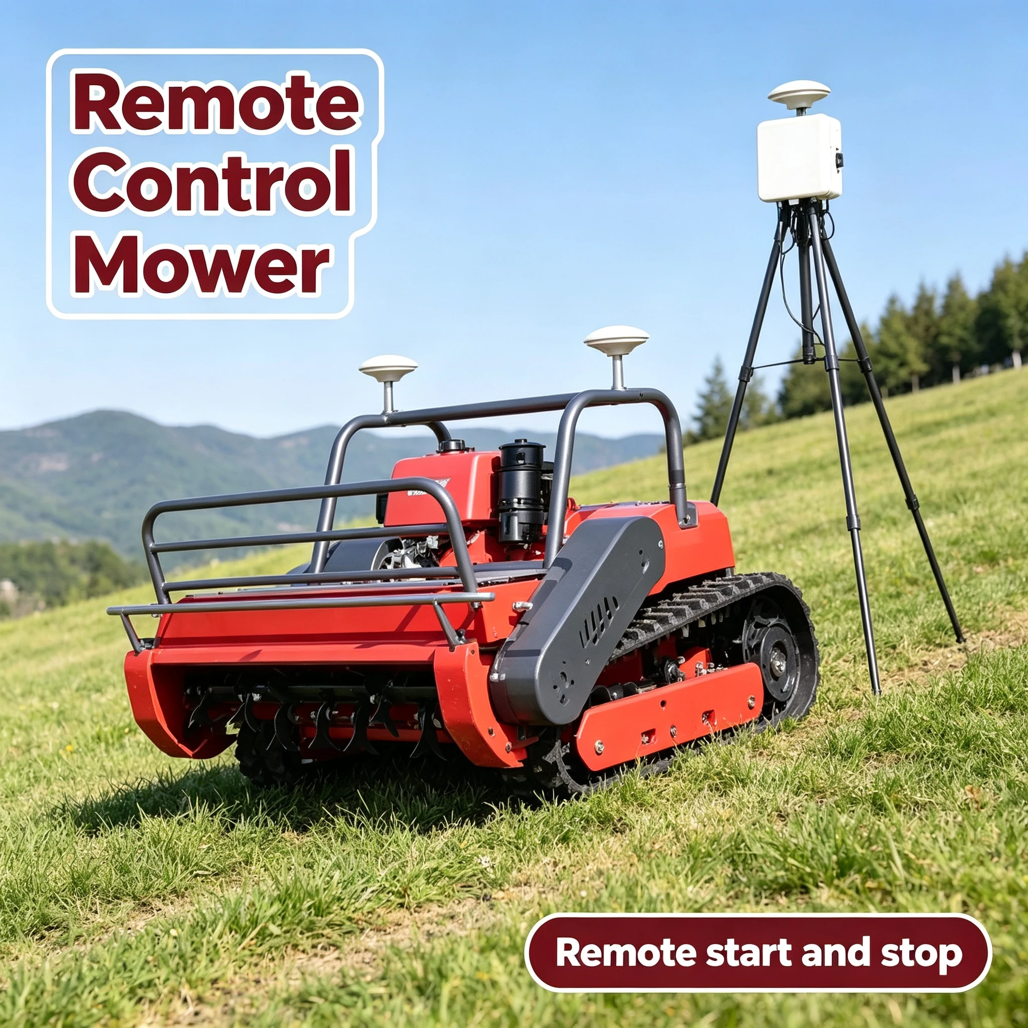 Customized Electric Remote Control Tracked Grass Cutter Lawn Mower Rechargeable Low Noise for Community Garden Park