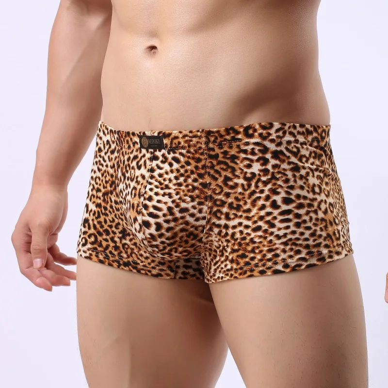 

Модные мужские трусы-боксеры с низкой посадкой, леопардовым принтом, дышащие, новая модель B201