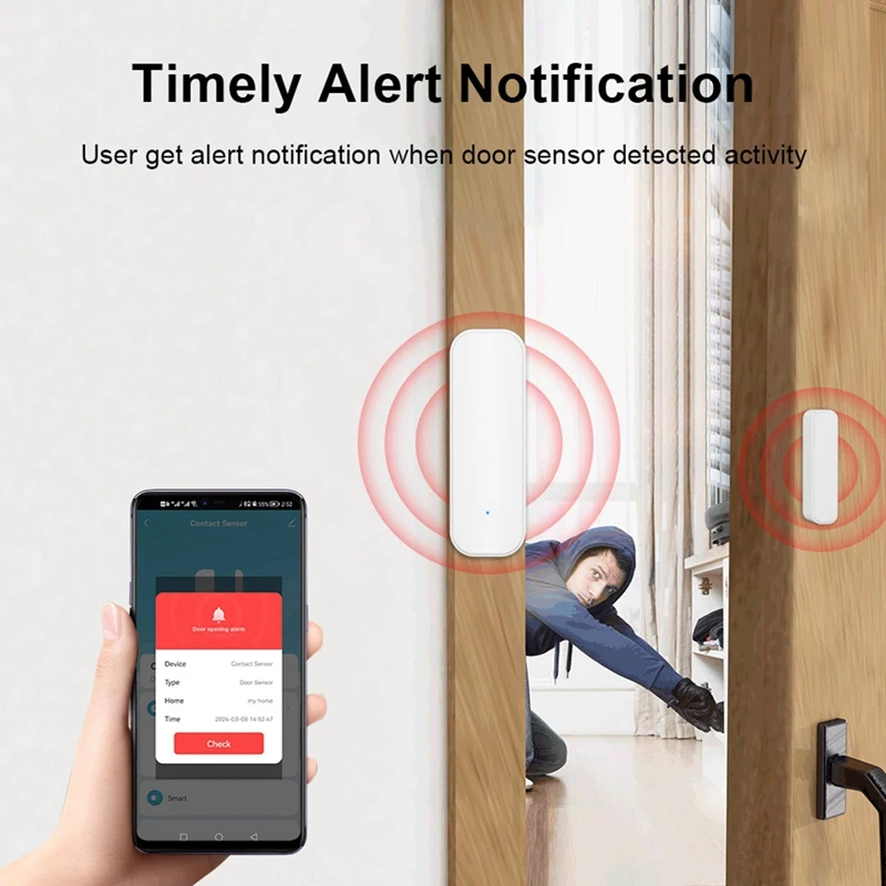 ABBN สมาร์ทเซ็นเซอร์ประตูแม่เหล็ก Zigbee เซ็นเซอร์ประตูสําหรับ Home Security Wireless Contact Sensor โปรแกรมด้วย Smart Life