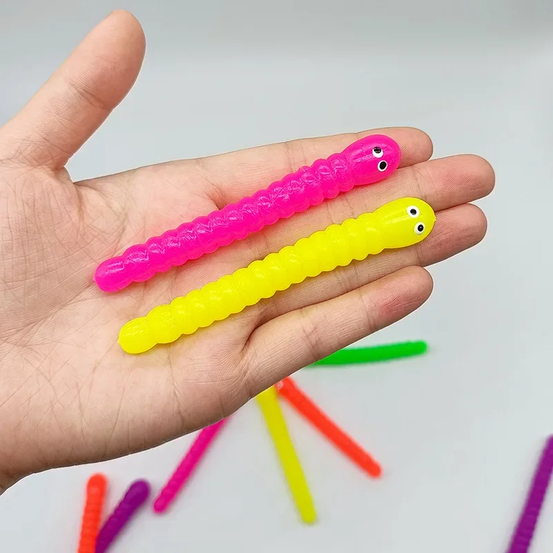 5PCS Colorful Caterpillar Noodle Elastic Rope Toys Children and Adults Decompress and Vent TPR Soft Rubber Tension Rope