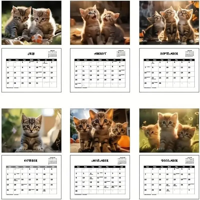 Cats Wall Calendar 2025 Kitten Square Wall Calendar Family Planner Calendar 2024 12 Month Planner 11.22X8.27X0.2 Inches For