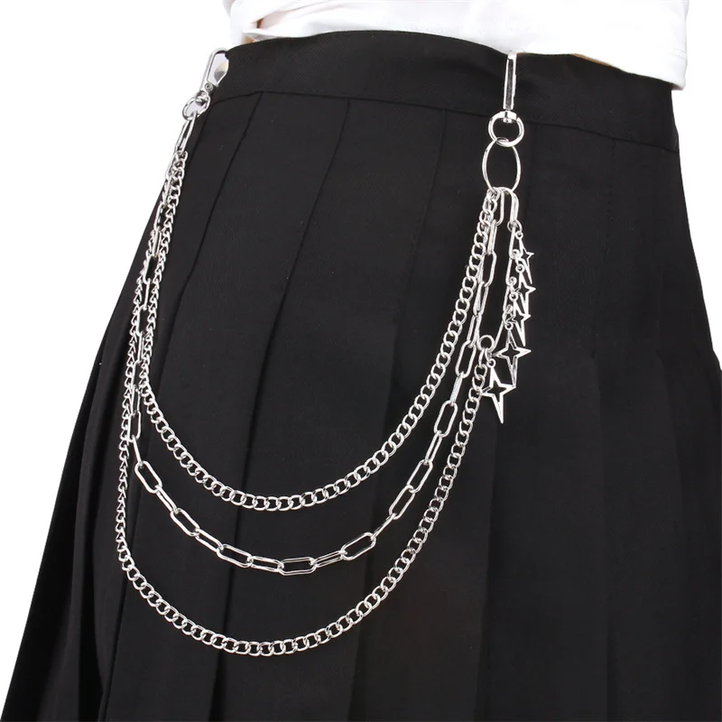 Punk Steet Keychains Chain Women Men Moon Star Rivets Skull Accessories Choice Rock Goth Pants Waist Belt Chain On Jeans Jewerly