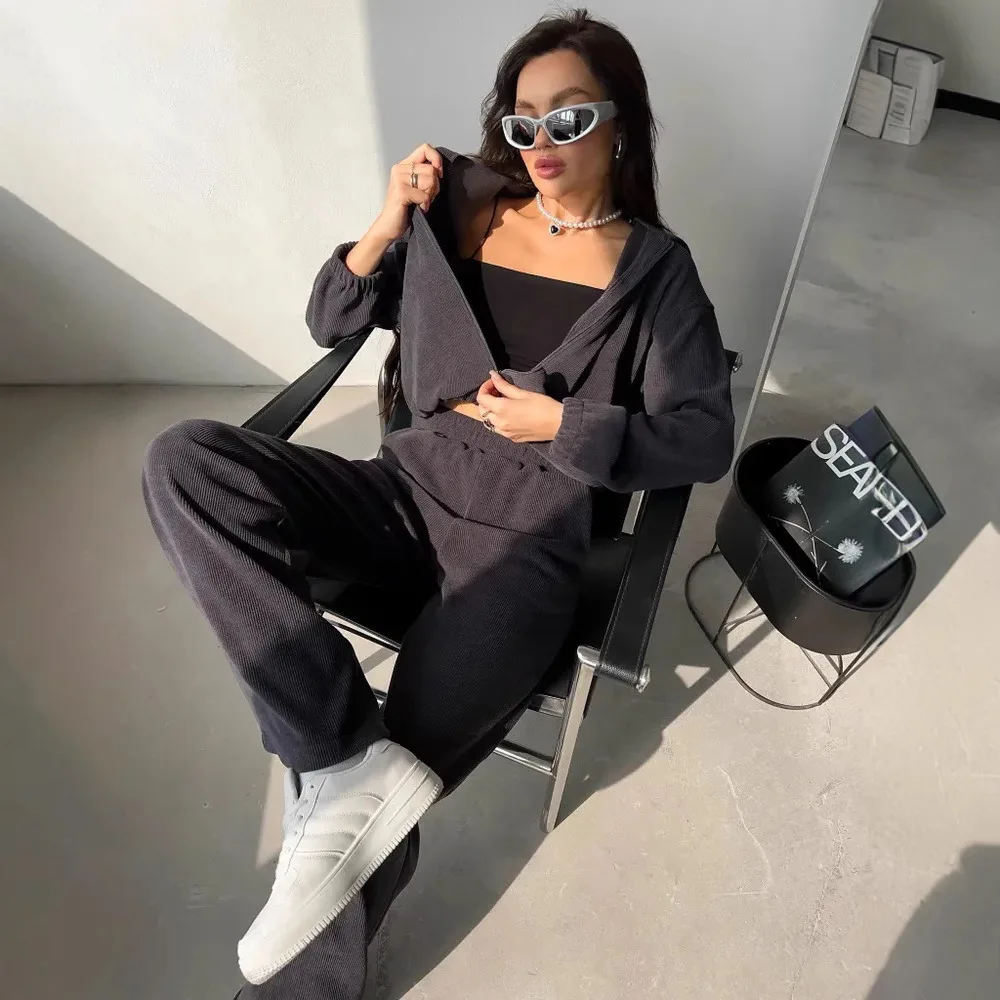 Jogger Two Piece Sets Women Pant Set Tracksuit Y2k Sweatshirts Autumn Winter Sports Elastic Waist Streetwear Pants Matching Sets
