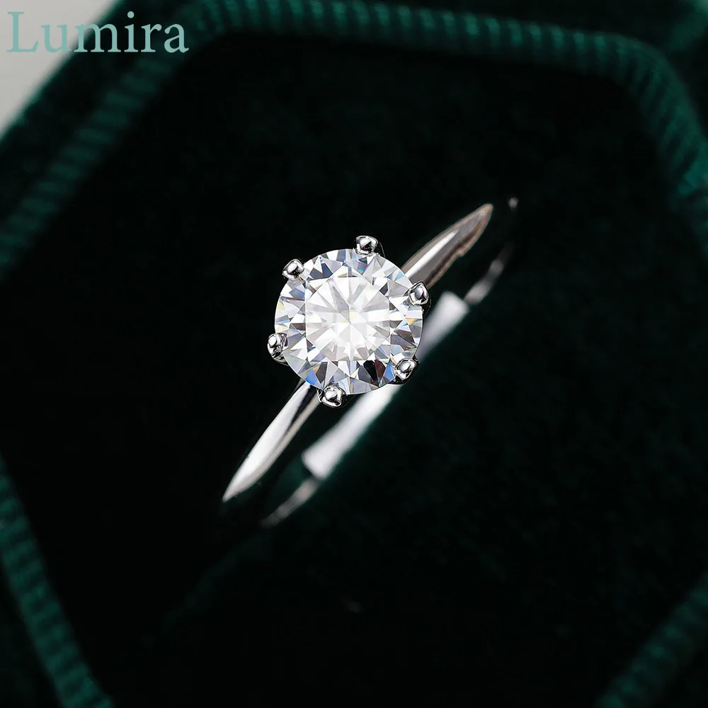 

Lumira Classic Six-Prong Platinum PT950 Ring Women's Crown Engagement Ring Wih 0.5ct/1ct/1.5ct/2ct/3ct/5ct Moissanite Diamond