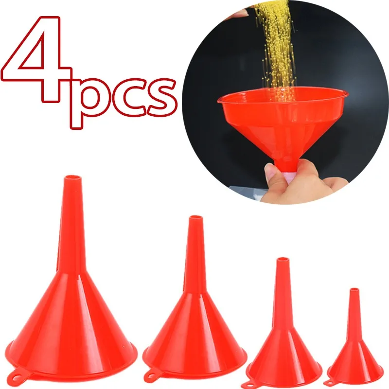 4pcs Car Plastic Funnels Refueling Car Long Stem Funnel Gasoline Oil Fuel Filling Tool Car for Motorcycle Farm Machine Funnel