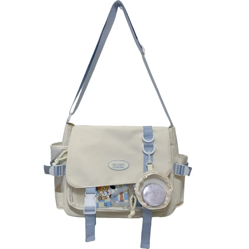 حقيبة كروس للفتيات على الطراز الأكاديمي اللطيف، سعة كبيرة، حقيبة ساعي شفافة متعددة الاستخدامات