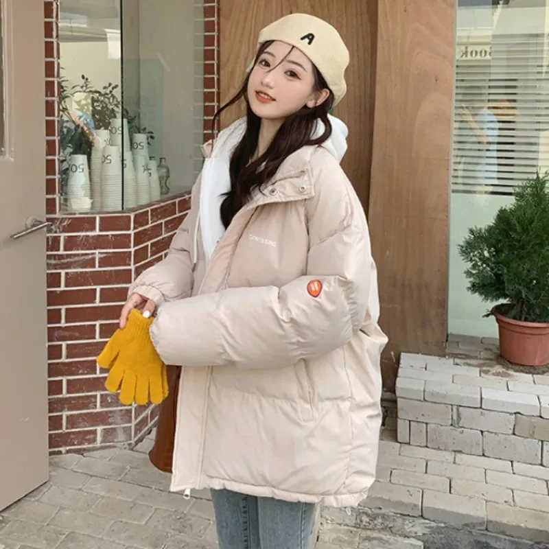 

Женская пуховая хлопковая куртка с капюшоном, свободная посадка, осень-зима, новый стиль, корейская версия, универсальное короткое пальто больших размеров