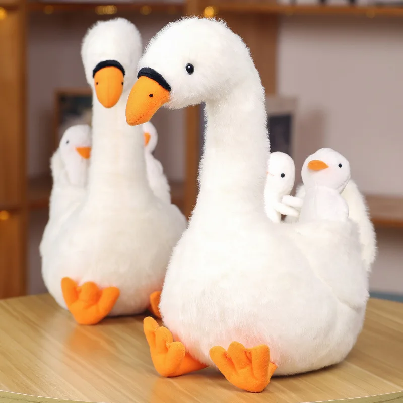 Cute Mother And Son White Swan Plush Doll Toys Children's Room Sleep Pillow Decorations Fun Parent-child Swan Plush Toys