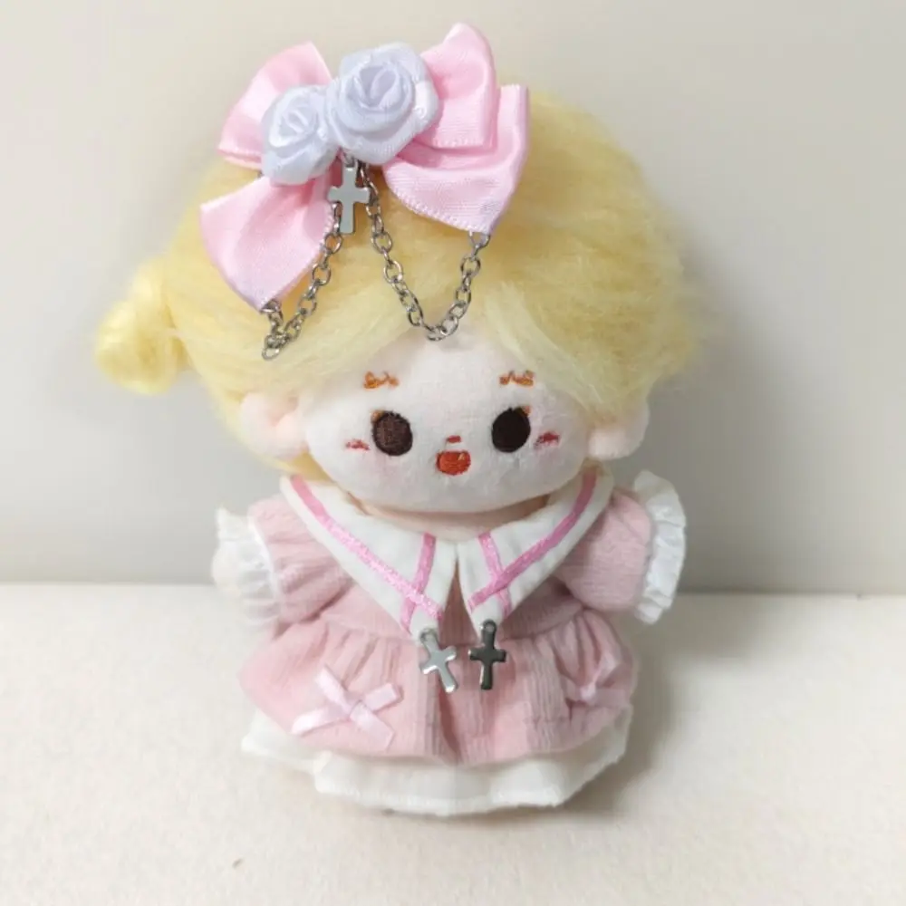 فستان لطيف 10 سنتيمتر ملابس دمى القطن زهرة Y2k ملابس دمى الزي القوس مشبك شعر دمية صغيرة فستان مجموعة إكسسوارات دمي #1