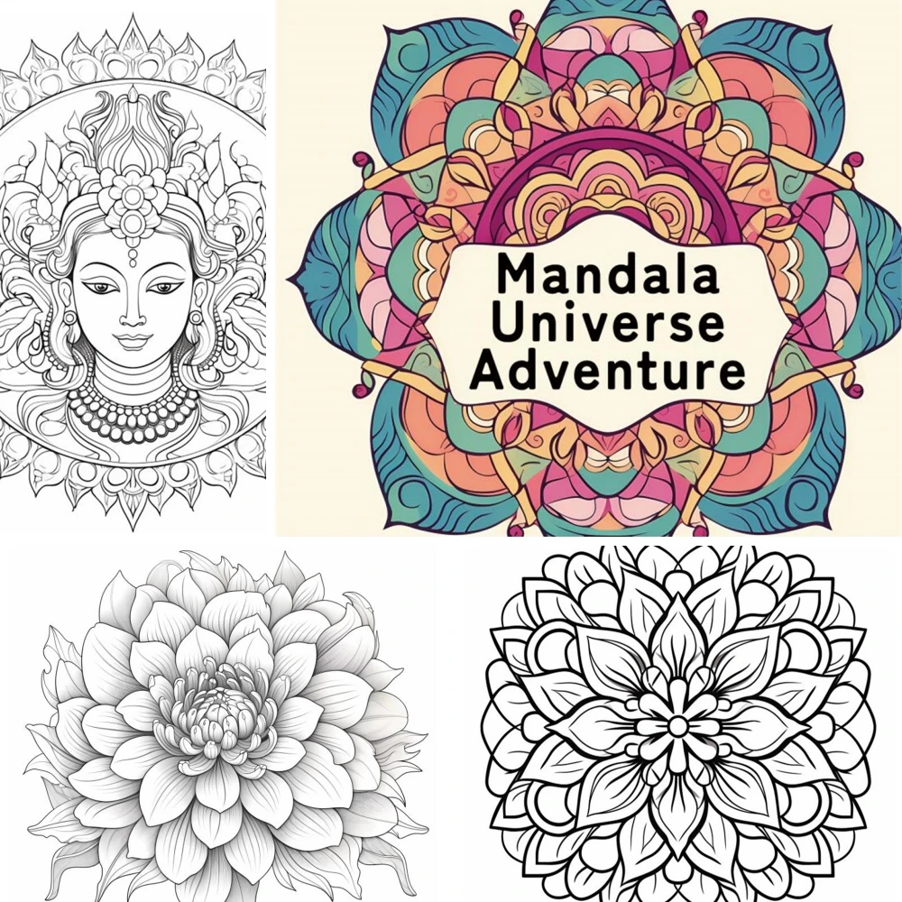 Mandala Universe ผจญภัยสมุดระบายสีศิลปะ 22 หน้าของขวัญวันเกิดบรรเทาความเครียดฆ่าเวลา Graffiti วาดภาพวาด