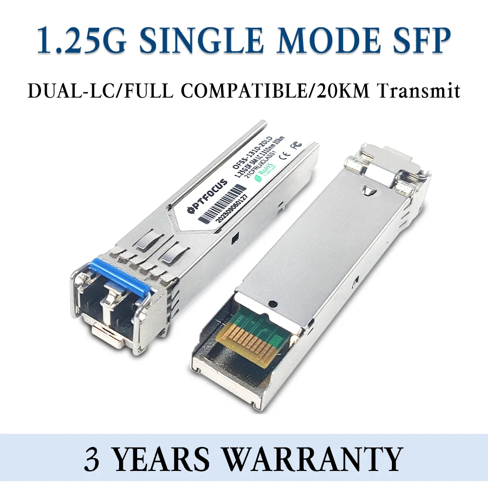 OPTFOCUS 1.25G Duplex LC Optical Fiber Module 1310nm 20km SFP with Cisco/Mikrotik/Huawei GBIC Free Shipping