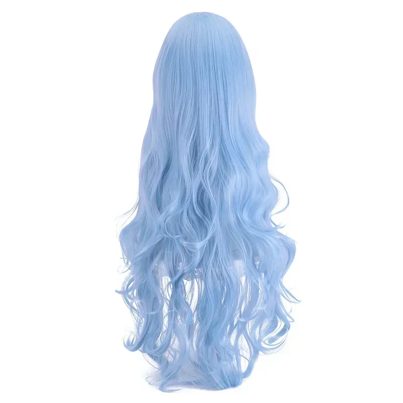 

CosplayHaute qualité Ayanami Rei Cosplay perruque Anime EVA 100 cm de Long Cyan bleu cheveux bouclés résistant à la chaleur Hall