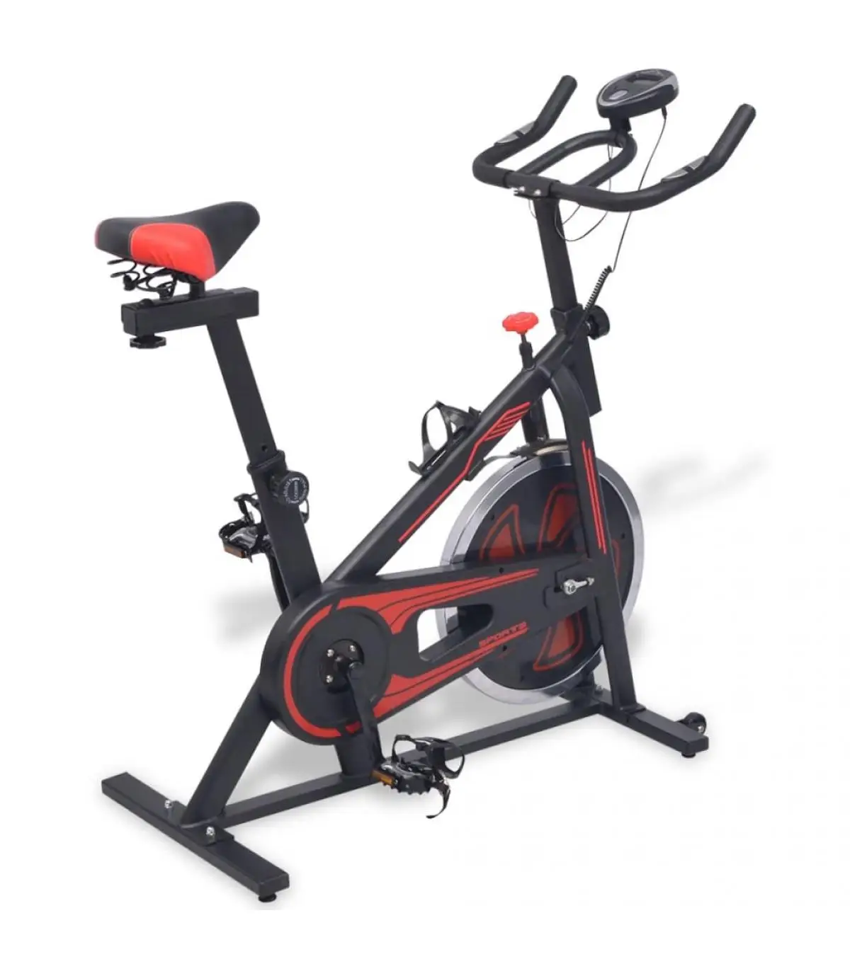 Stationary bikes exercise bike with black and red pulse sensors