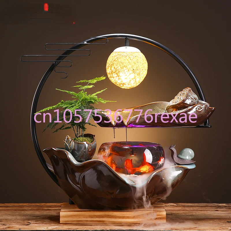 Home Decoration Fish Tank Opening Gifts DecorationCreative Water Fountain Feng Shui Lucky Office Living Room Soft Decoration