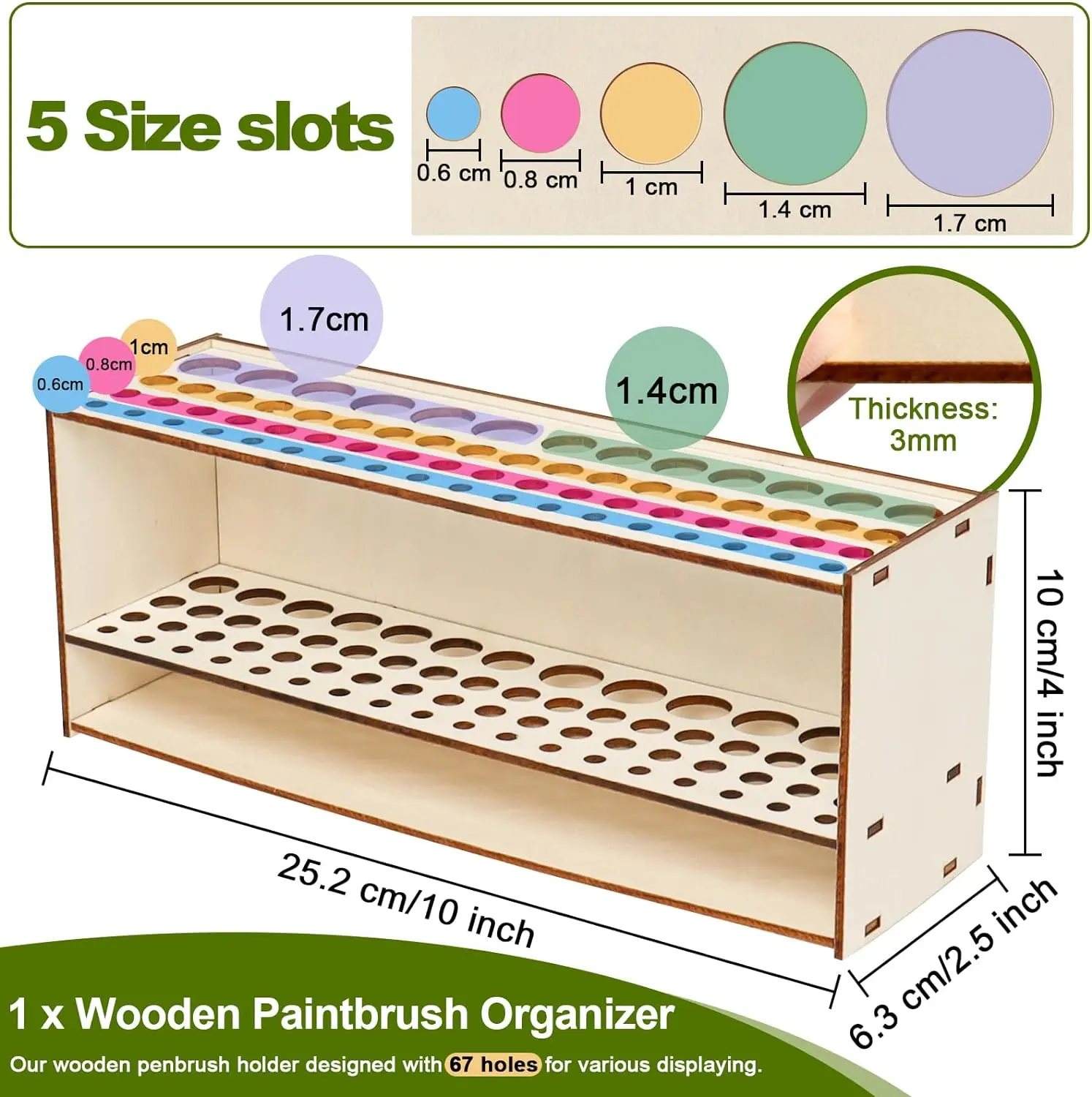 67 Löcher Pinsel halter für Mal ständer Holz pinsel Ständer Schreibtisch Veranstalter Wand Make-up Pinsel Regal Lieferungen