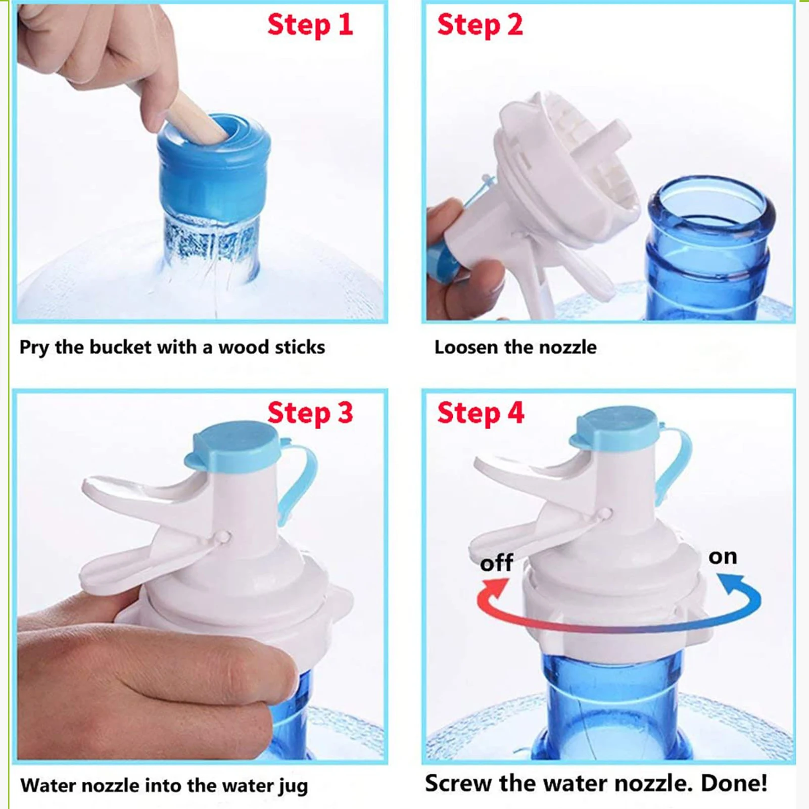 Reusable Plastic Spigot Faucet Water Dispenser Spout Bottle Cap Perfect For Office School Use Portable Water Dispenser Valve