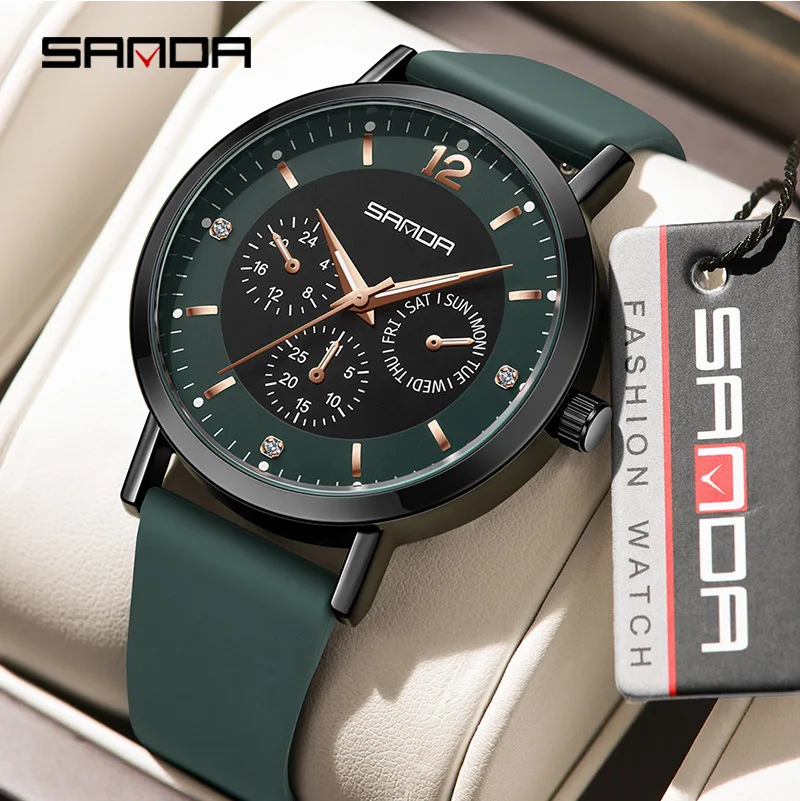 Fashion 1141 Top Brand Business Quartz Chronograph Watch, 3 Subdials 6 Hands Multifunction Business Dress Wristwatch For Men