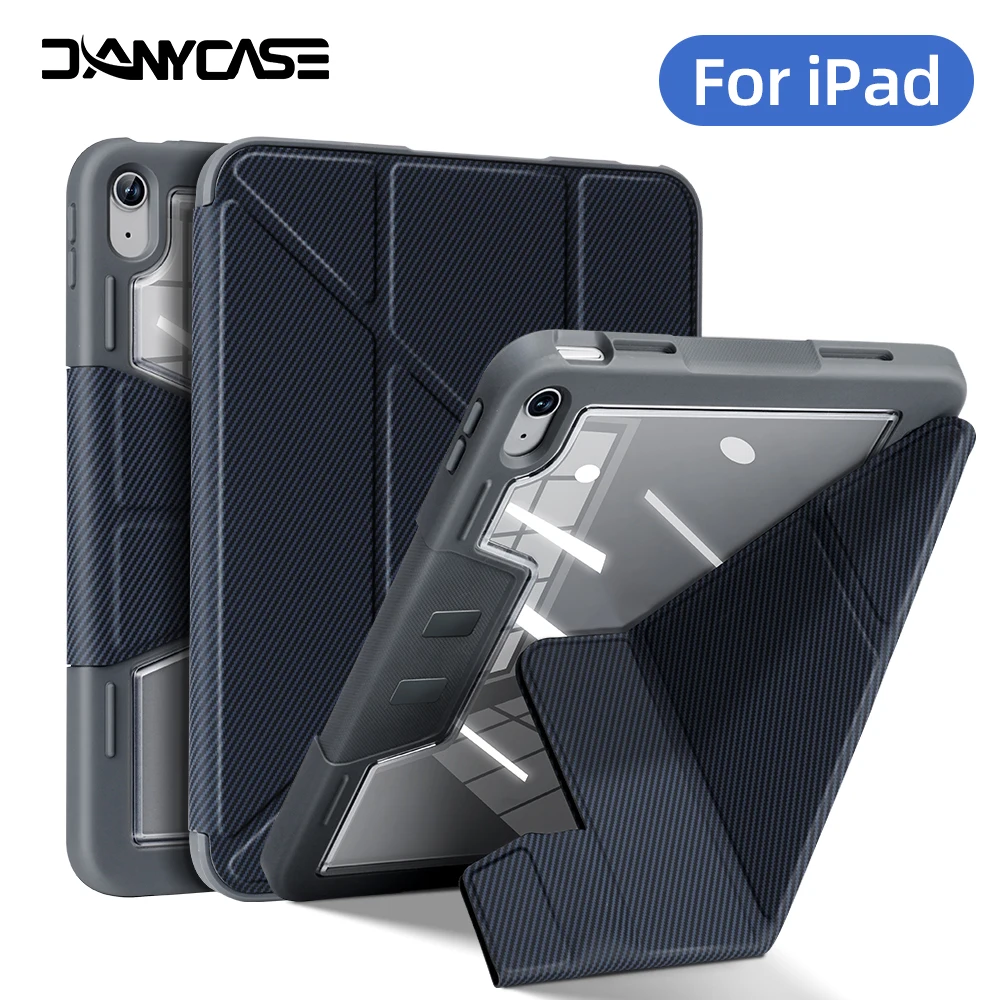 

For ipad case 11th A16 case iPad 10th Generation Pro 11 Cover 13 11 12.9 M2 M3 Hard Transparent Acrylic Y-fold Tablet Cover ﻿