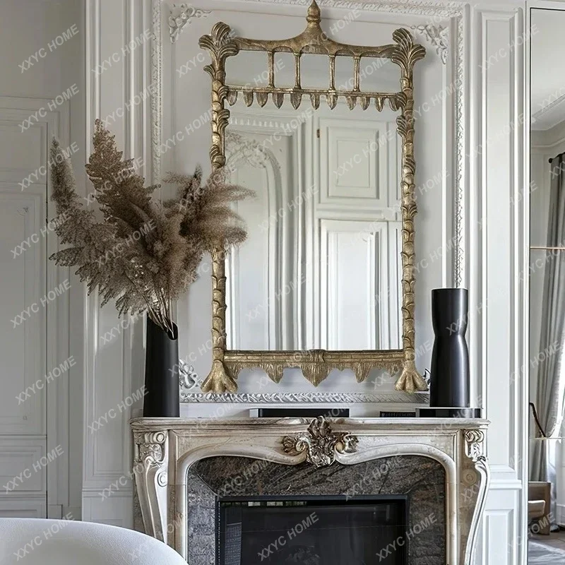B06  retro dressing mirror, full-length mirror, wall-mounted decorative mirror, living room entrance, wrought iron