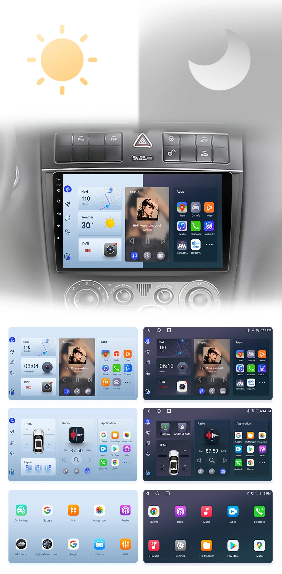 Junsun carplay android auto autoradio für benz c klasse w203 2005 2006-2009 gps intelligente systeme tereo multimedia autoradio – Detail 6