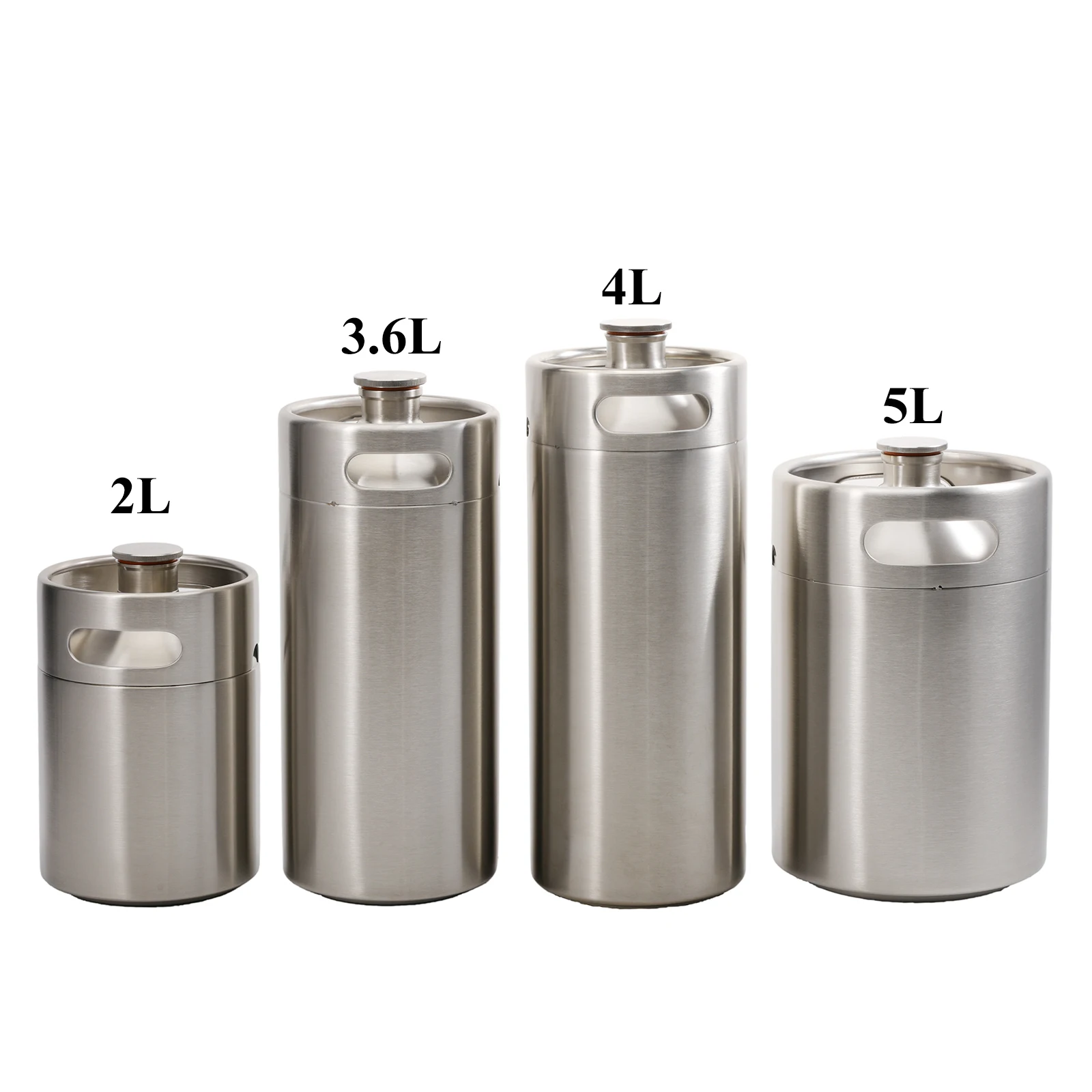 Brand New 2/3.6/4/5L Mini Keg Stainless Single Wall Refillable Screw Cap Portable Craft Beverage Kombucha Nitro Coffee Seltzer