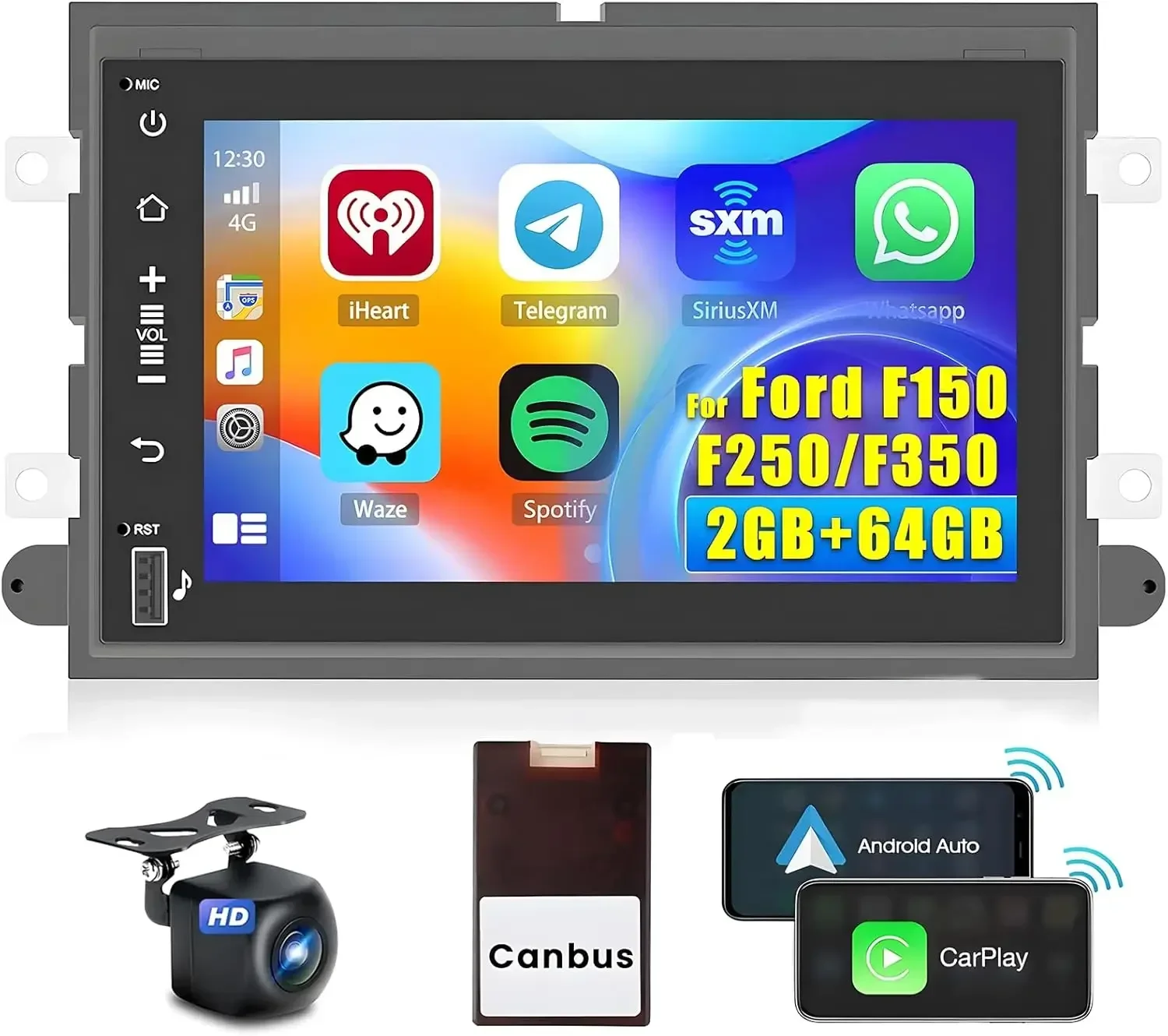 

7inch Car Stereo Radio Car-play GPS Navi Compatible for Ford F150/250/350 2004-2014 Android 13