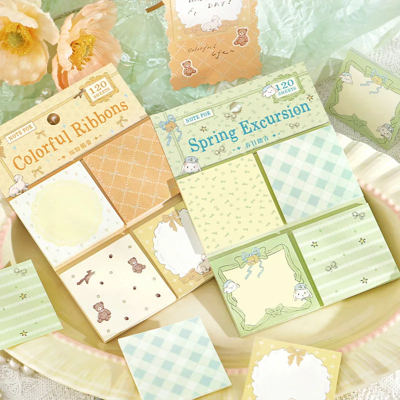 120sheets Mini Note Set, Lillian Garden Cute Rabbit Girl Heart Can Write Combination Note Kawaii Kawaii Stationery Sticky Notes