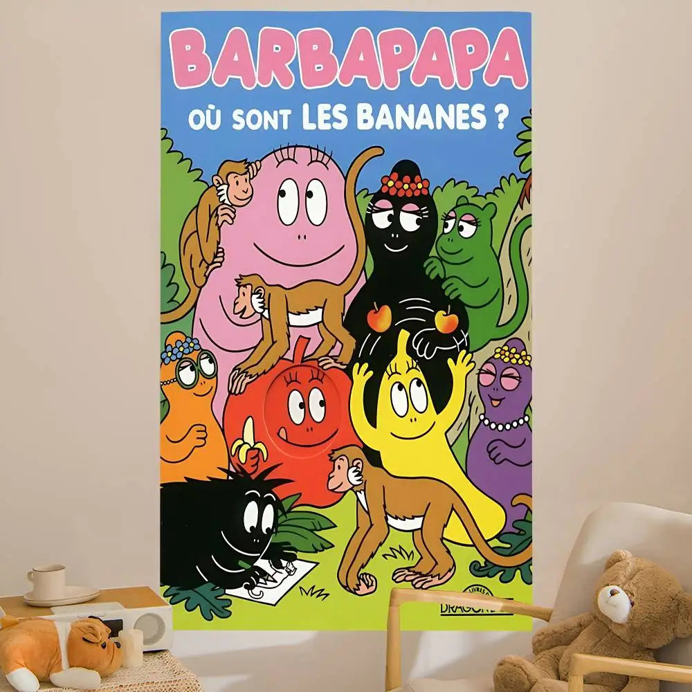 Children Barbapapa Animation Anime Tapestry Hanging Tarot Hippie Wall Rugs Dorm Home Decor