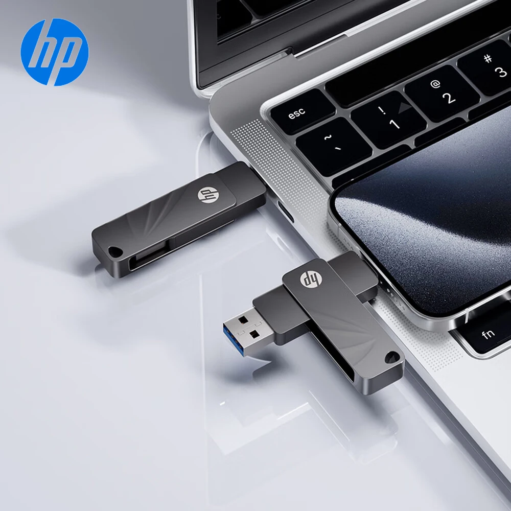 

Металлический флэш-накопитель HP USB 3.2 и Type-C с двойным интерфейсом, 120 МБ/с, высокоскоростной флэш-накопитель, флэш-накопитель, 64 ГБ, 128 ГБ, 256 ГБ