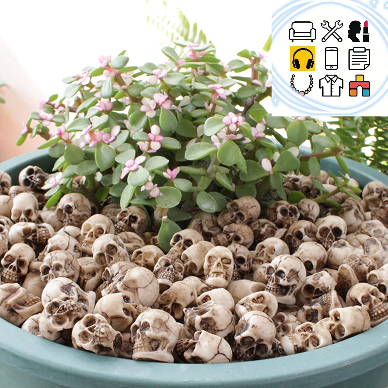 

20 шт. миниатюрных черепов для декора сада на Хэллоуин, украшения для бонсай и двора, маленькие декоративные головы скелетов для цветочных горшков, реалистичные поделки